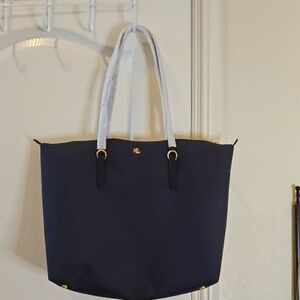 Lauren Ralph Lauren Dark Blue Tote with Gold Accents